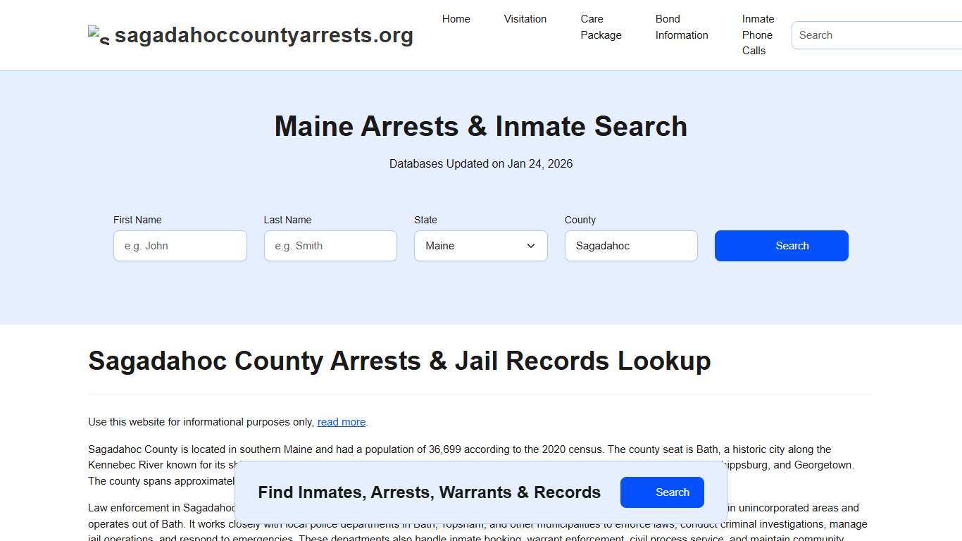 Sagadahoc County, ME Arrests, Warrants, Police Records Search